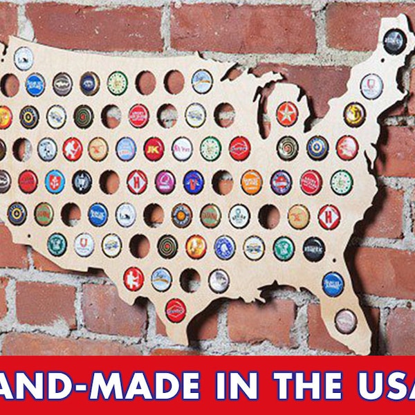 The Original Beer Cap Map of USA Display Beer Caps Craft Beer Cap Collector Bottle Cap Holder Guys Christmas Gift