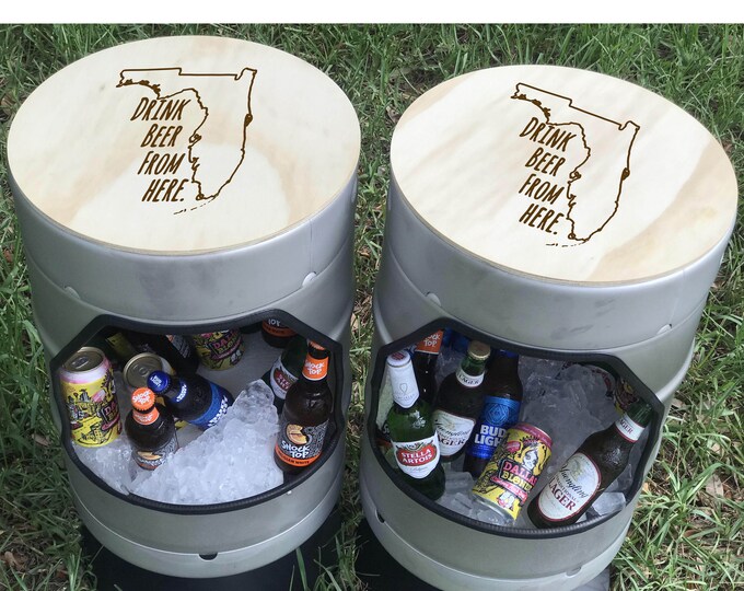 Custom Keg Bar Stool With FREE SHIPPING, Bar Stools Made From Kegs, Custom Beer Lover Father's