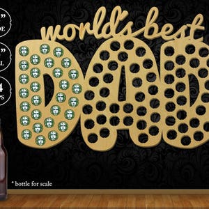 World's Best Dad Beer Cap Trap, Father's Day Beer Cap Collector, Dad's Gift, Bottle Cap Display, Unique Father's Day Gift, Gift for Dad image 2