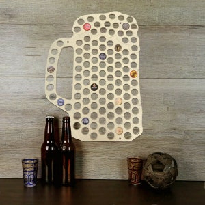 Beer Mug Silhouette Beer Bottle Cap Holder, Wood Beer Cap Display, Beer Cap Wall Art, Craft Beer Lover, Unique Craft Beer Gift