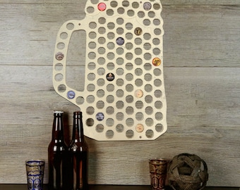 Beer Mug Silhouette Beer Bottle Cap Holder, Wood Beer Cap Display, Beer Cap Wall Art, Craft Beer Lover, Unique Craft Beer Gift