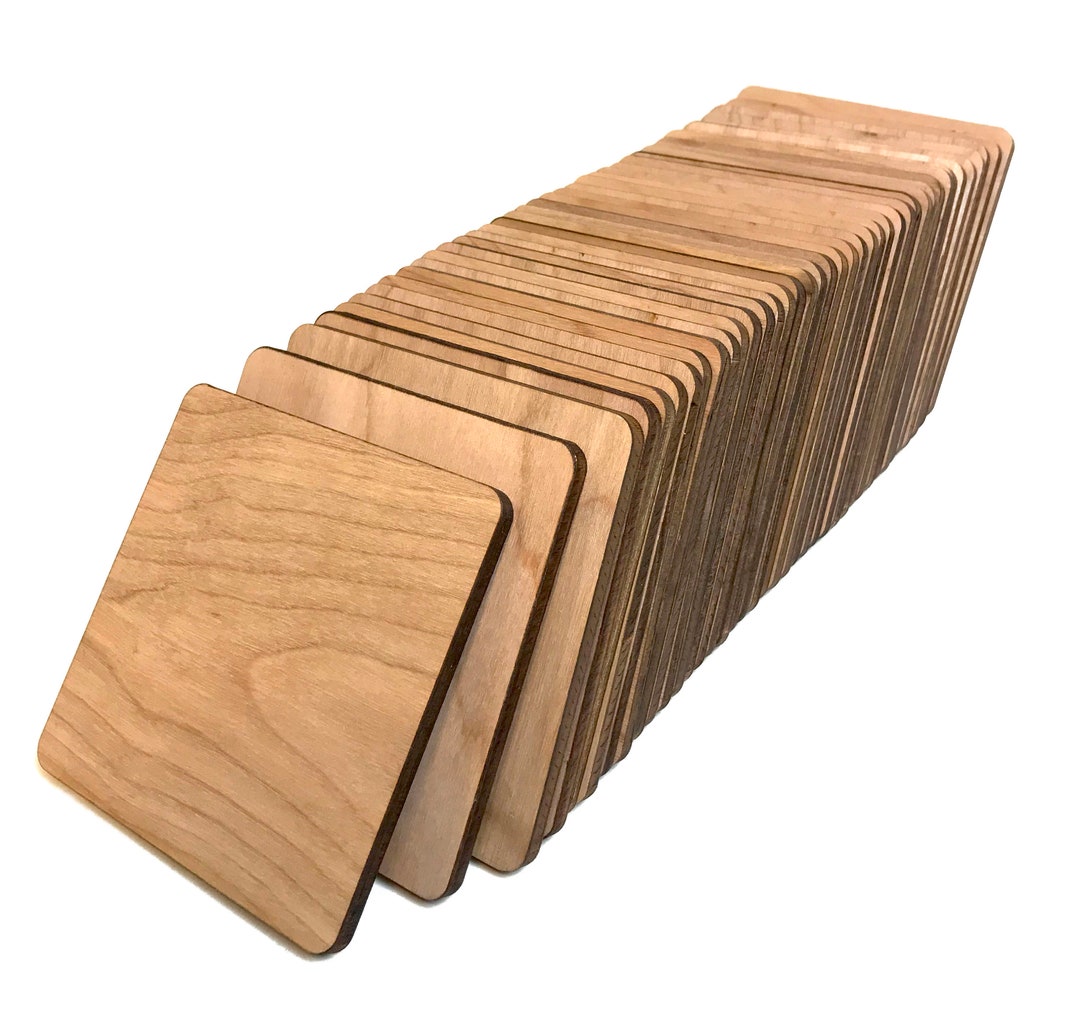 10PC Square Wooden Blank Coasters Wood Craft Blanks Pieces Plaque DIY  Unfinished
