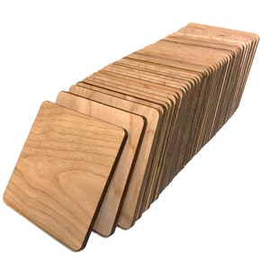 40 Pieces Unfinished Blank Wood Pieces 4&quot; x 4&quot; (Circle or Square) for Coasters Painting Writing, Kids Arts and Crafts, STEAM, Scrabble Tiles