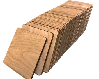 40 Pieces Unfinished Blank Wood Pieces 4" x 4" (Circle or Square) for Coasters Painting Writing, Kids Arts and Crafts, STEAM, Scrabble Tiles