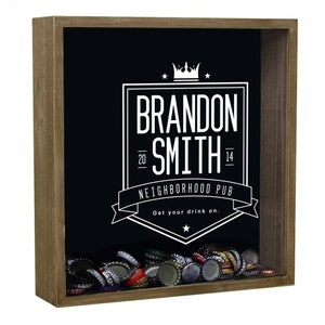 Personalized Beer Cap Shadow Box, Neighborhood Pub Beer Cap Shadow Box Beer Bottle Cap Holder, Beer Lover's Gift, Craft Beer Collection image 4