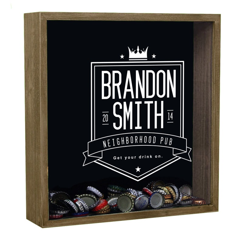 Personalized Beer Cap Shadow Box, Neighborhood Pub Beer Cap Shadow Box Beer Bottle Cap Holder, Beer Lover's Gift, Craft Beer Collection image 4