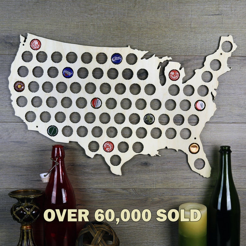 Torched Products Beer Cap Map of USA