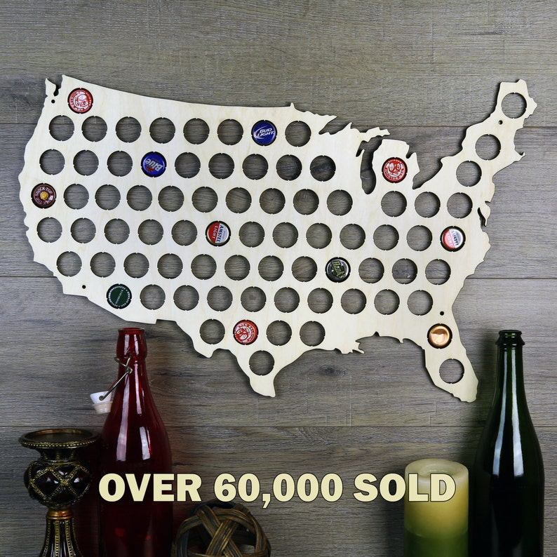 The Original Beer Cap Map of USA Display Beer Caps Craft Beer Cap Collector Bottle Cap Holder Guys Christmas Gift image 2