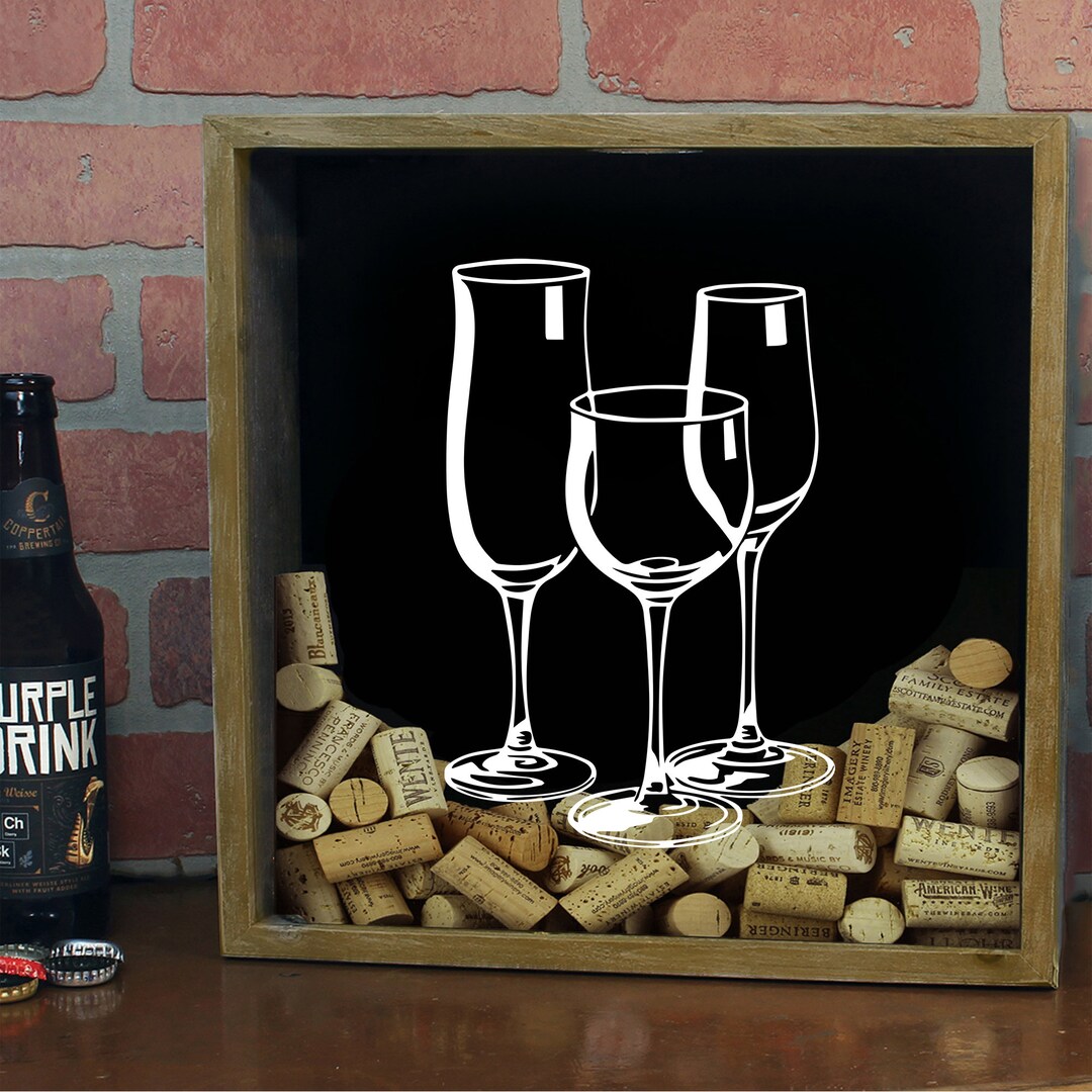 Wine Cork Shadow Box, Wine Cork Box, Wine Cork Storage, Wine Glasses, Wine Cork Display Box