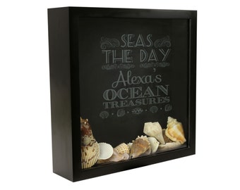 Seashell Shadow Box, Seashell Collection Box, Seashell Art, Seashell Holder  [SEA-003]