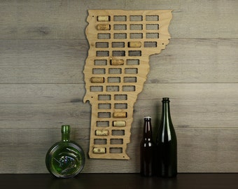 Vermont Wine Cork Map, Wine Cork Display,Wine Cork Collector,Wine Cork Art,Wine Cork Home Decor,Wine Lover's Gift,Cork Collection Art