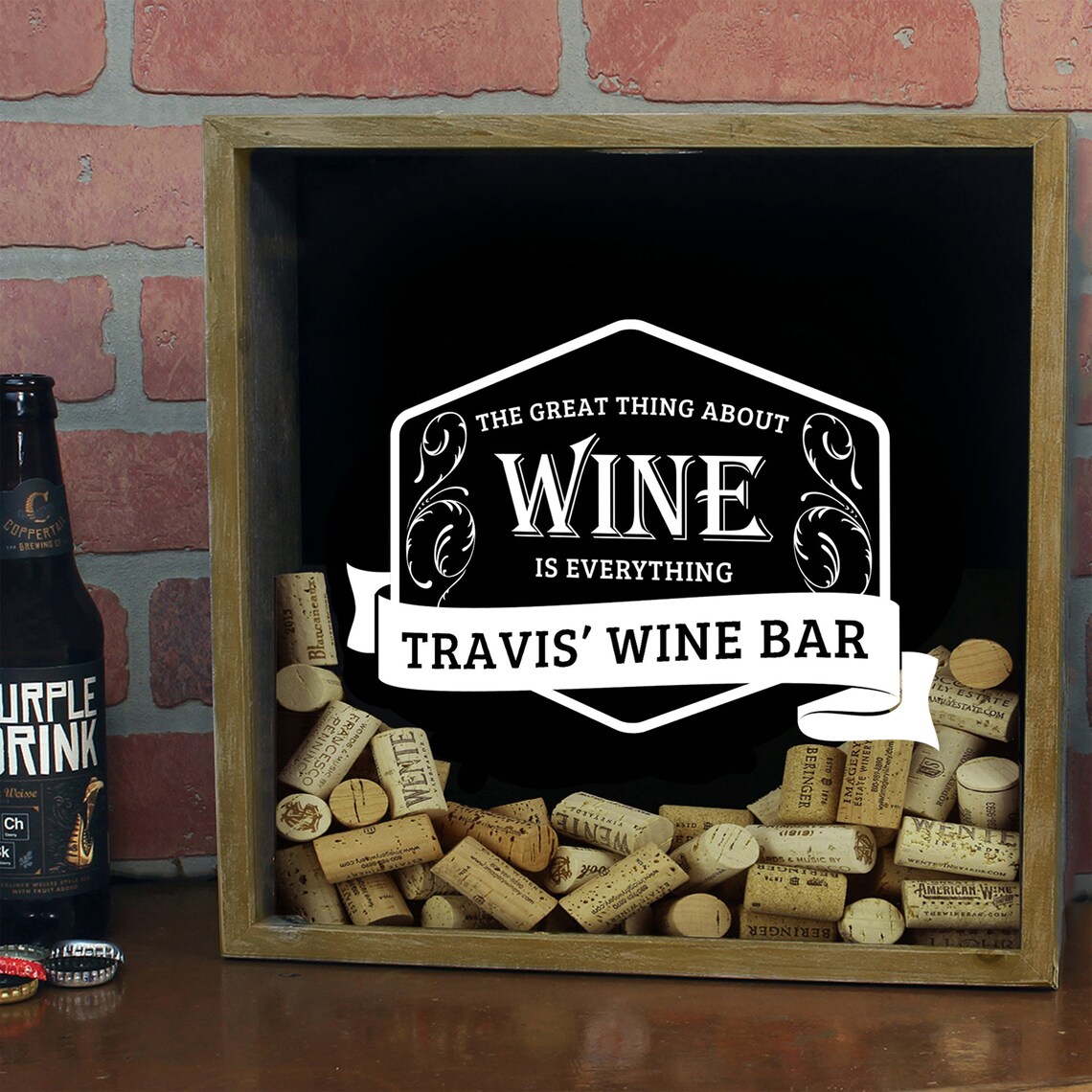 Personalized Wine Cork Shadow Box Wine Cork Box Wine Cork Etsy