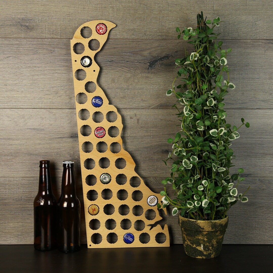 Delaware Beer Cap Map Beer Cap Holder Beer Cap State Map Etsy