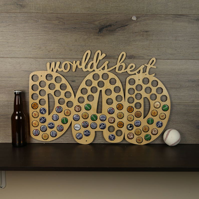 World's Best Dad Beer Cap Trap, Father's Day Beer Cap Collector, Dad's Gift, Bottle Cap Display, Unique Father's Day Gift, Gift for Dad image 1