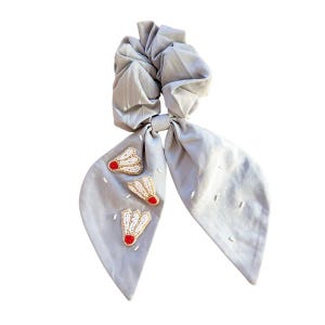 Kansas City Shuttlecock Beaded Gray Scrunchie