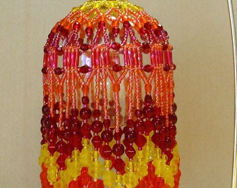 Beaded Fancy Fringed Ornament Cover - Beading Instructions - Fire Flower