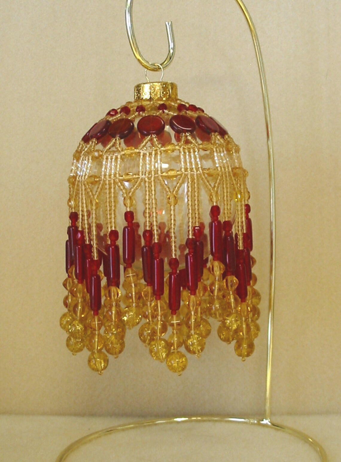 Beaded Fancy Fringed Ornament Cover Beading Instructions Golden Ruby Etsy