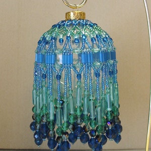 Beaded Fancy Fringed Ornament Cover - Beading Instructions - Tropical Blue