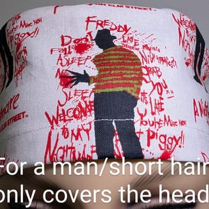 Skull Cap , Tie Back , Scrub Cap , horror movie ,Freddy Krueger