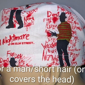 Skull Cap , Tie Back , Scrub Cap , horror movie ,Freddy Krueger