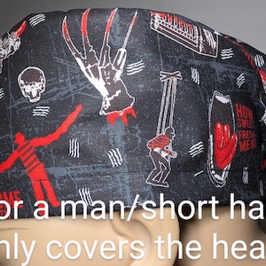 Skull Cap , Tie Back , Scrub Cap , horror movie ,Freddy Krueger