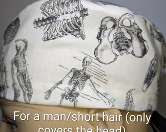 Skull Cap , Tie Back, skelton ,  skull , bone , brain