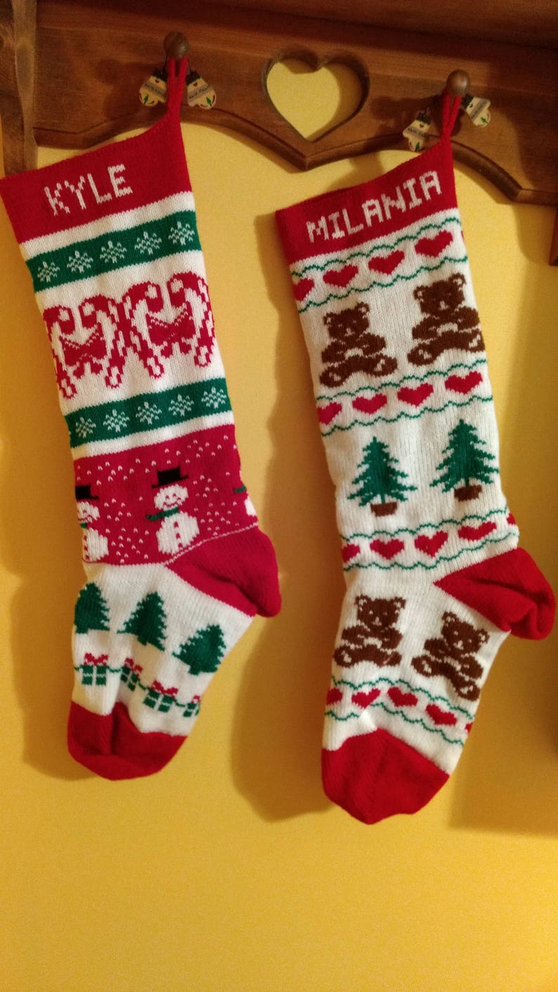 Christmas Stockings Personalized Knitted Medium Size Etsy
