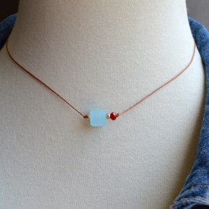 Dainty minimalist elegant simple choker necklace, handmade boho necklace, gift for her, string necklace, cord choker, layering necklace.