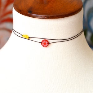 Double layered choker,modern choker,string choker,cord choker,beaded choker,boho choker,simple necklace,minimalist necklace,layered necklace