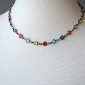 Colorful Glass Choker: Boho Dainty Necklace
