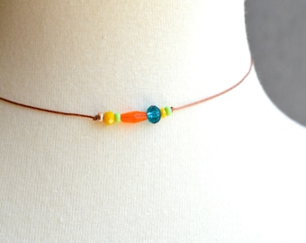 Colorful choker ,modern choker ,string choker ,cord choker ,beaded choker ,boho choker ,simple necklace ,minimalist necklace, gift for her.