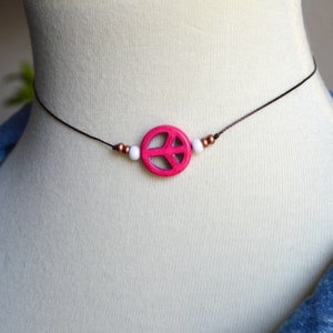 Peace choker, boho, bohemian, peace sign, minimalist, festival choker, dainty necklace, boho choker, gift for her, handmade choker,Christmas