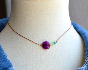 Handmade Amethyst Choker Necklace: Minimalist Boho Style