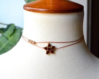 Star, simple layering, minimalist vintage style boho unique choker necklace.