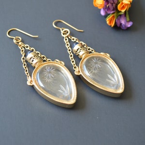 Vintage Perfume Faux Bottle Dangle Earrings. Unique earrings. Handmade earrings. Mother&#39;s day gift earrings. Gift for her. Elegant earrings.