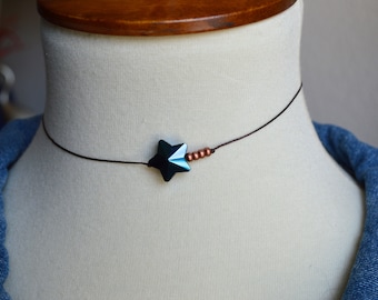 Dainty Star Choker: Celestial Beaded Necklace