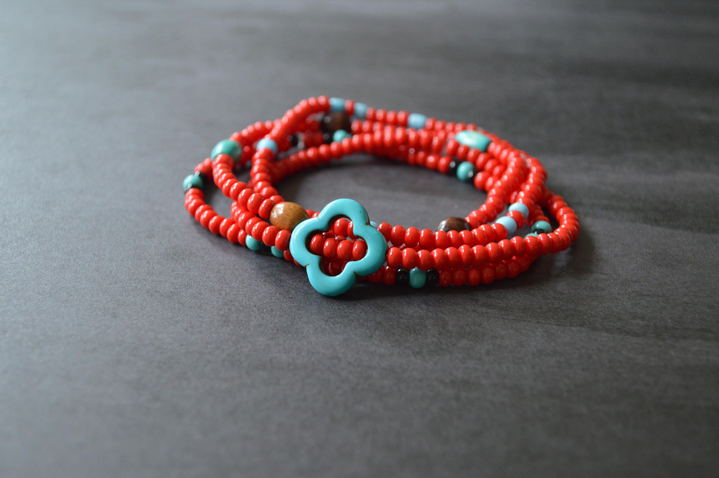 Beaded Red Friendship Bracelets. Red And Turquoise Bracelets. | Etsy