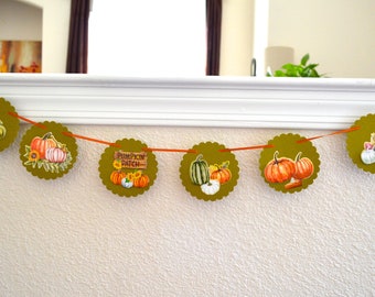 Pumpkin Garland: 65" Thanksgiving Mantel Decor