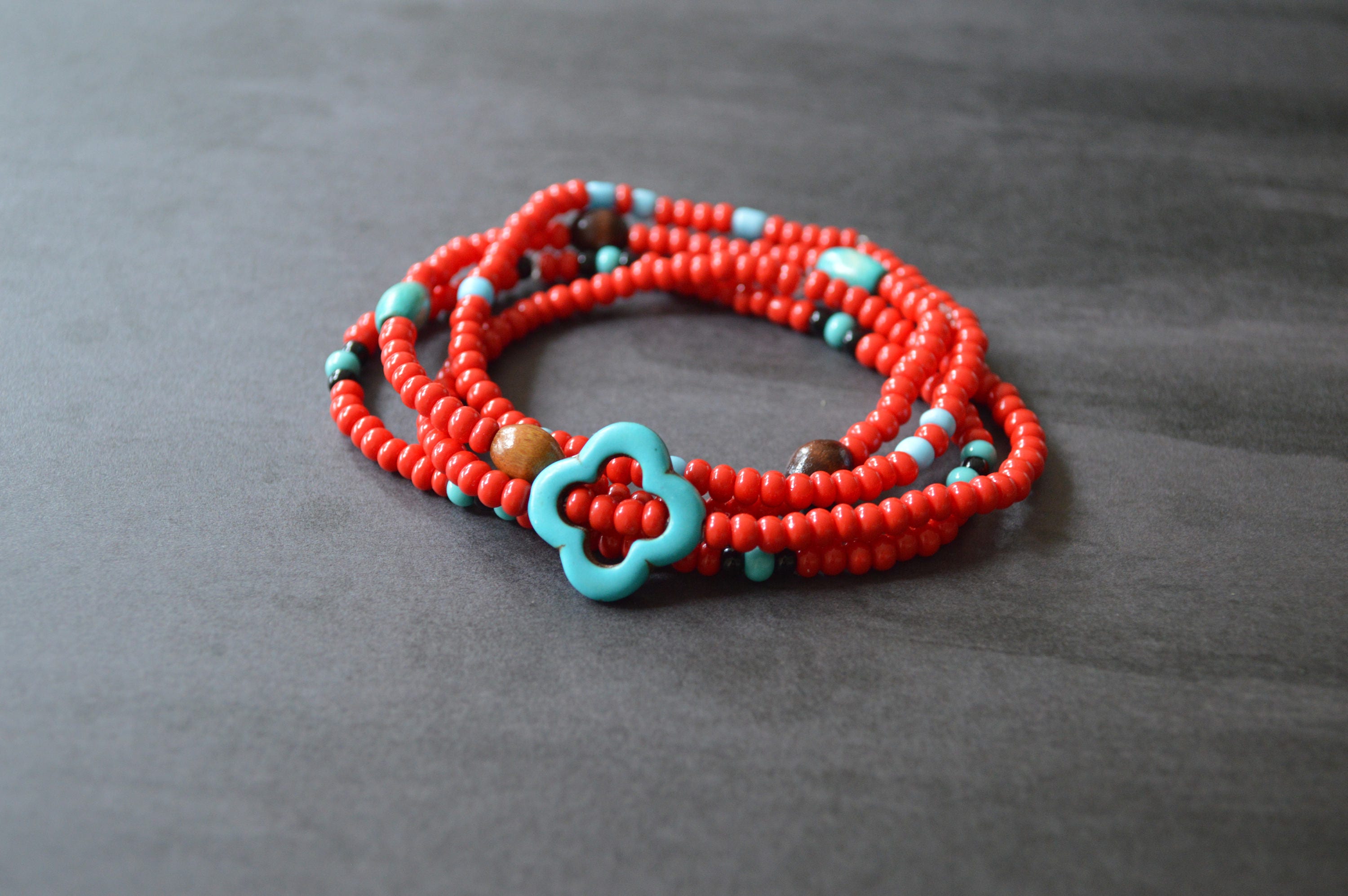 Beaded Red Friendship Bracelets. Red And Turquoise Bracelets. Etsy