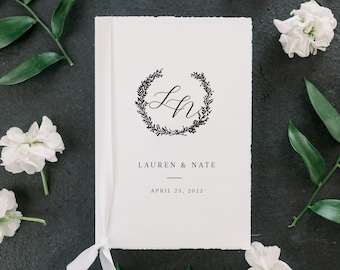 Floral Monogram Wedding Day Card, Vow Book, Wedding Gift