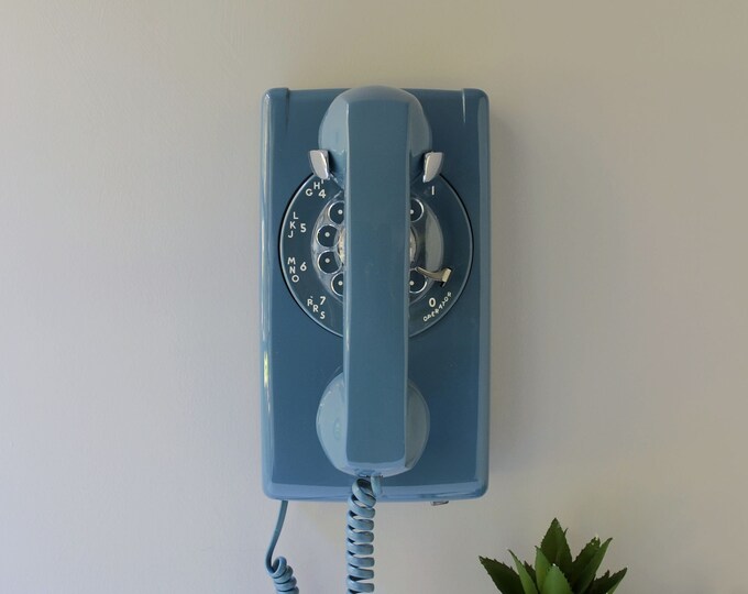 Mediterranean Blue Rotary Wall Phone, Restored and Working Etsy