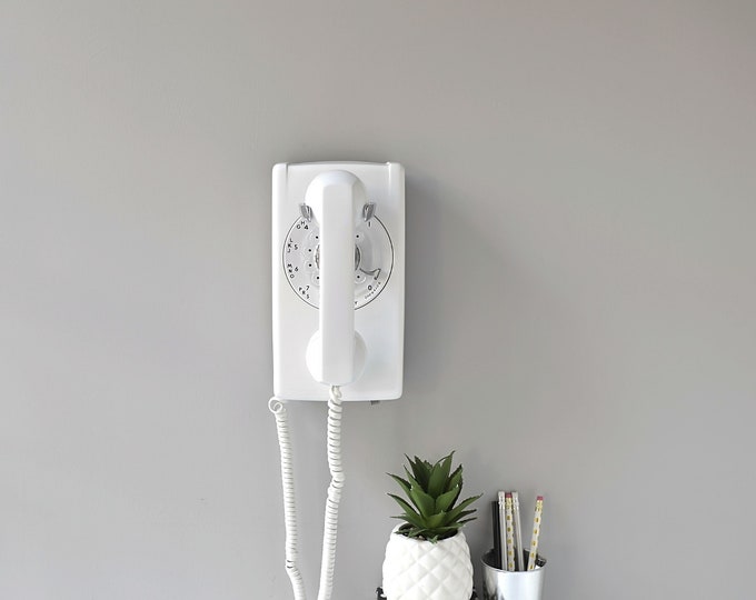 White Rotary Wall Phone, Working Wall Phone, Retro Wall Phone, Rotary