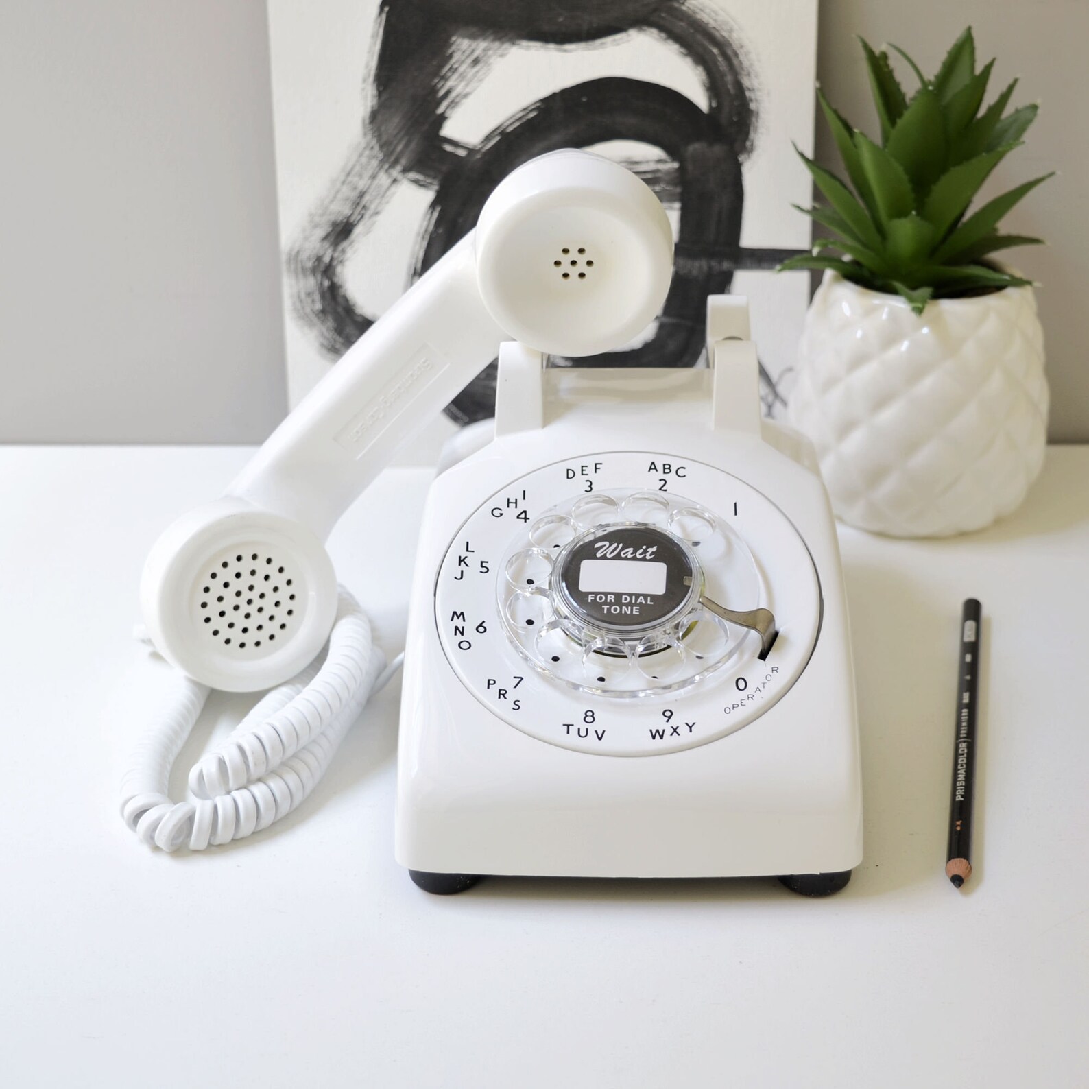Rotary phone in white restored and working rotary phone Etsy