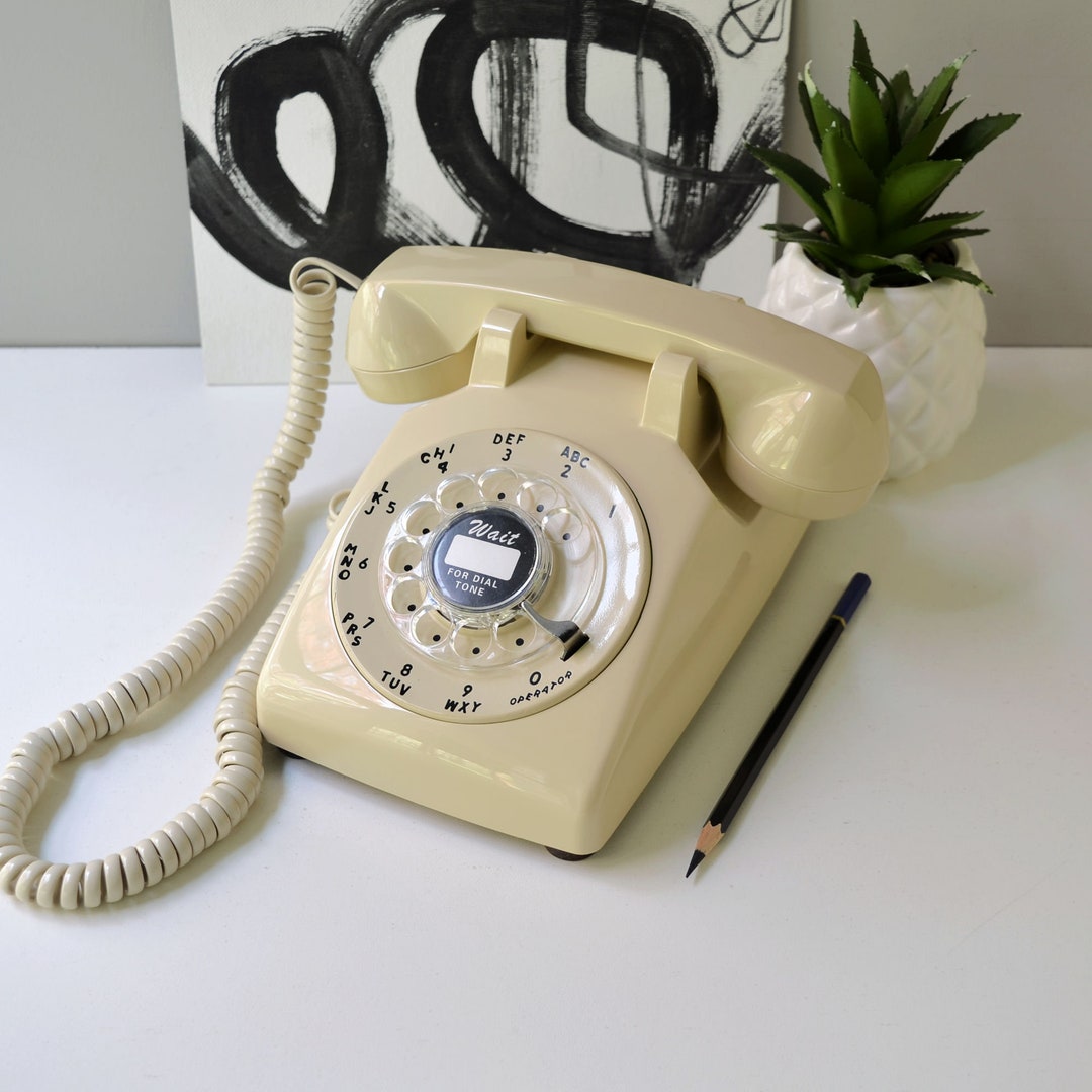 Beige Rotary Dial Desk Phone, Restored and Working Etsy