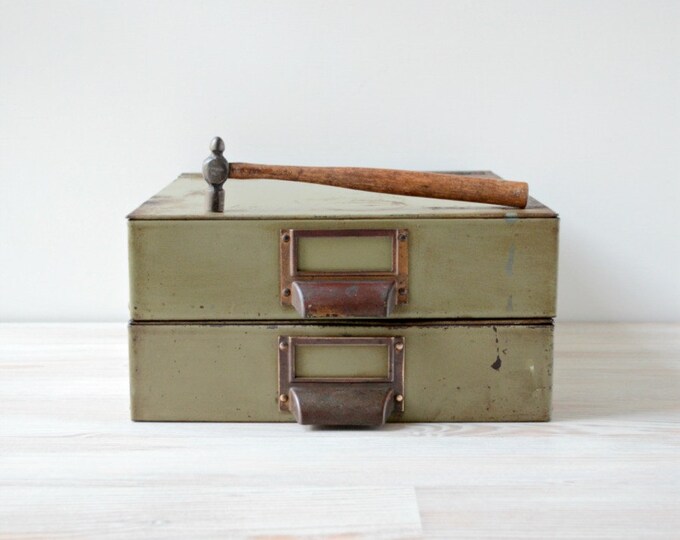 Vintage Industrial Metal Storage Bins With Hinged Lids Etsy