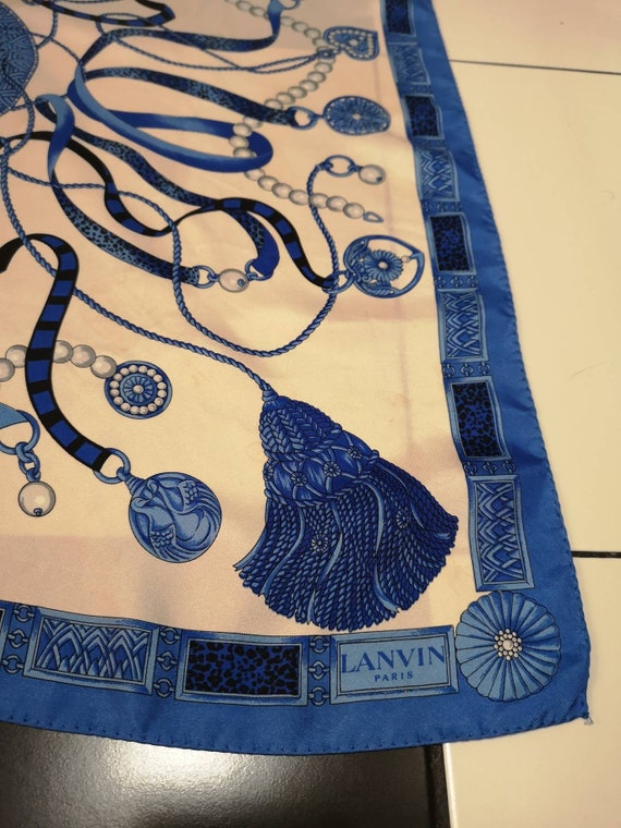 Authentic vintage lanvin pure silk blue mix scarf - image 2