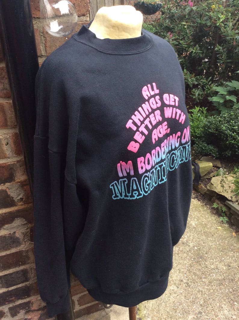 Authentic vintage ladies black pink sweatshirt