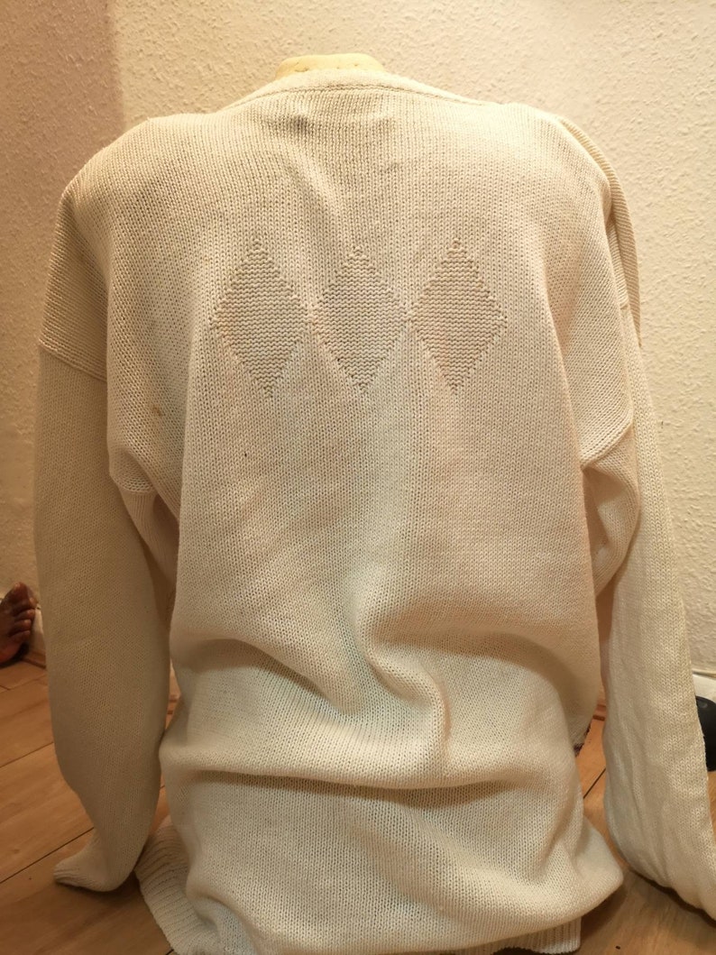 Authentic vintage sequined floral bumble bee beaded cream jumper