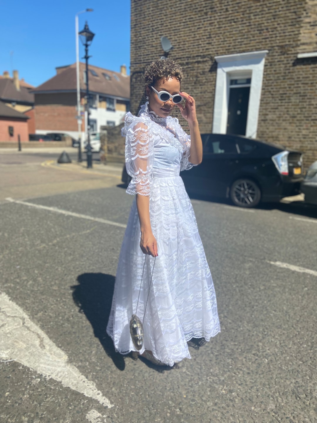 Buy Authentic 80s Pronuptia Paris White Lace Maxi Wedding Dress