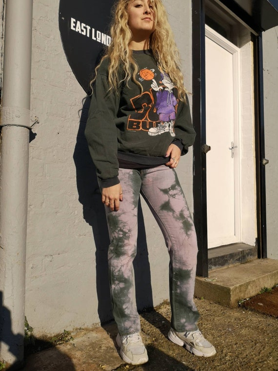Authentic vintage Levi tie-dye lilac/green jeans